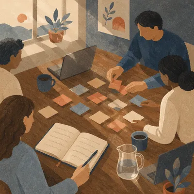 Collaborative Business Meeting at Wooden Conference Table