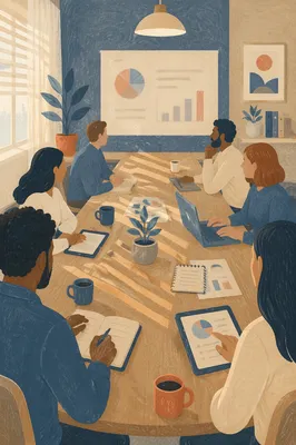 Modern Team Meeting in Glass Conference Room