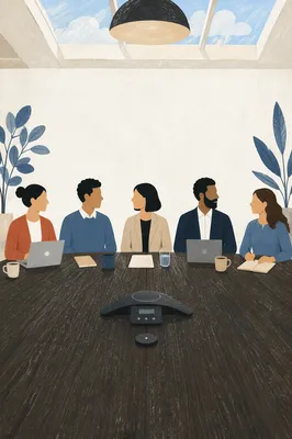 Modern Business Team Meeting at Conference Table