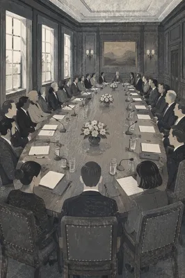 Formal Executive Meeting in Historic Boardroom