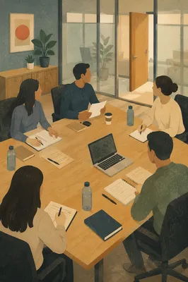Professional Team Meeting Around Conference Table