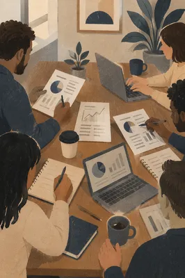 Collaborative Team Meeting at Modern Conference Table