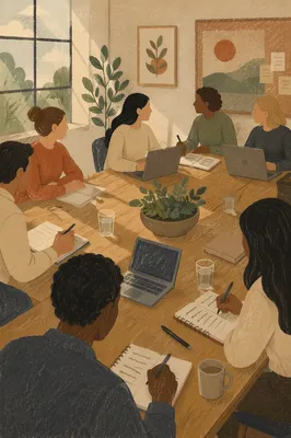 Collaborative Business Meeting in Morning Light