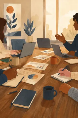 Collaborative Business Meeting Around Conference Table
