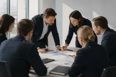 Focused Team Discussion at Modern Conference Table
