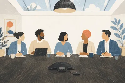 Modern Team Meeting at Conference Table