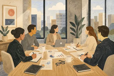 Business Team Meeting at Conference Table