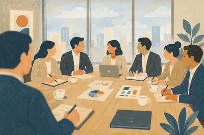 Professional Team Meeting at Conference Table