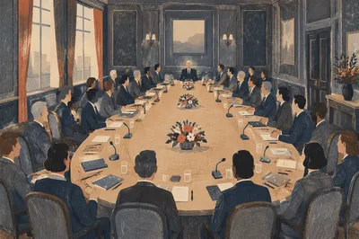 Formal Executive Meeting in Historic Boardroom