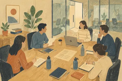 Professional Team Meeting Around Conference Table