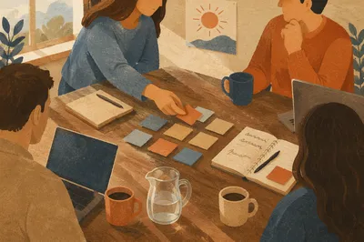 Collaborative Business Meeting at Wooden Conference Table