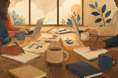 Collaborative Business Meeting Around Conference Table