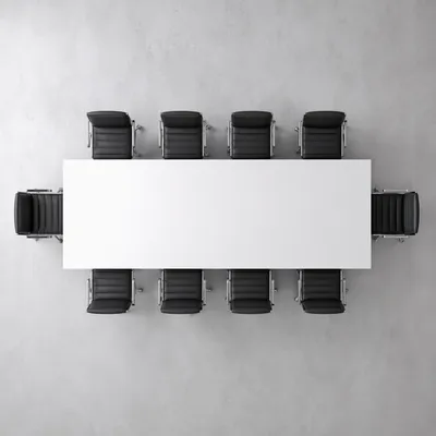 Minimalist Overhead Business Conference Table Setup