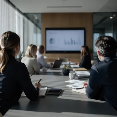 Modern Business Team Meeting in Glass Office