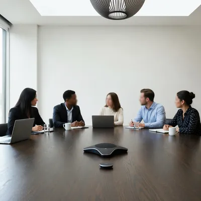 Modern Business Team Meeting at Conference Table