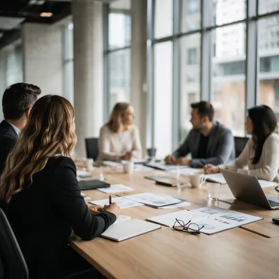Modern Business Meeting Around Conference Table