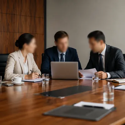 Collaborative Business Meeting Around Conference Table