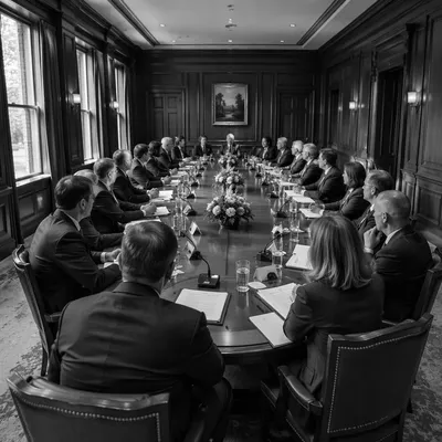 Formal Boardroom Team Meeting in Monochrome