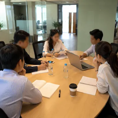 Modern Team Meeting Around Conference Table