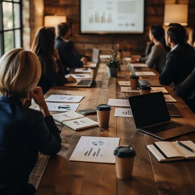Collaborative Business Team Meeting at Conference Table