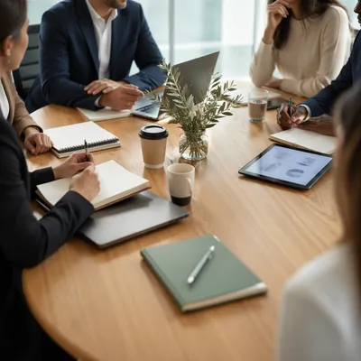 Ethical Business Team Meeting at Conference Table