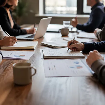 Collaborative Business Meeting Around Conference Table