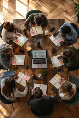 Overhead Collaborative Business Meeting Table