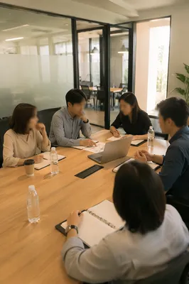 Modern Office Team Meeting at Conference Table
