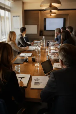 Collaborative Business Meeting Around Conference Table