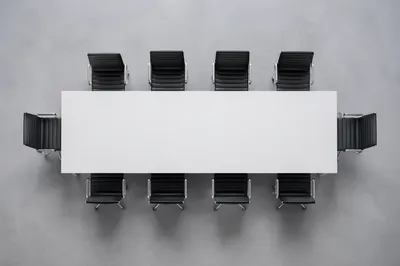 Minimalist Overhead Business Meeting Table