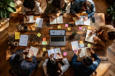 Overhead Collaborative Business Team Meeting