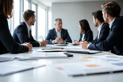 Modern Team Meeting at Conference Table