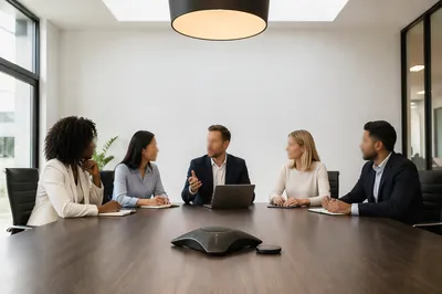 Modern Business Team Meeting at Conference Table