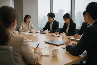 Focused Team Meeting in Modern Conference Room
