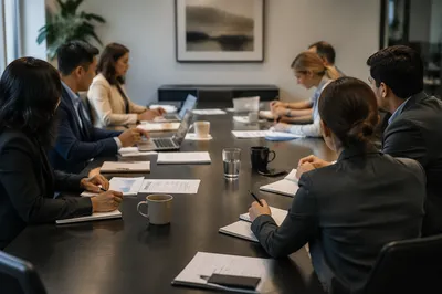 Modern Team Meeting at Conference Table