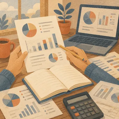 Business Planning Notebook with Financial Charts