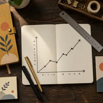 Business Planning Notebook on Rustic Desk