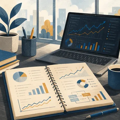 Business Plan Notebook with Financial Charts