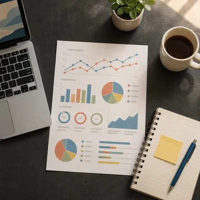 Business Planning Notebook with Colorful Charts