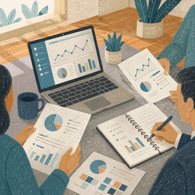 Business Planning Notebook with Financial Charts