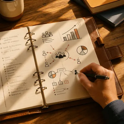 Sunlit Business Plan Notebook With Charts