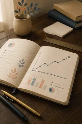 Business Planning Notebook with Hand Drawn Charts