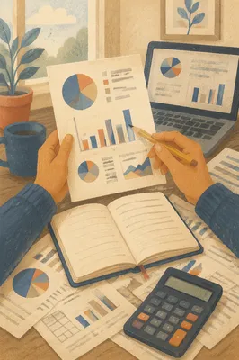 Business Planning Notebook with Charts and Graphs
