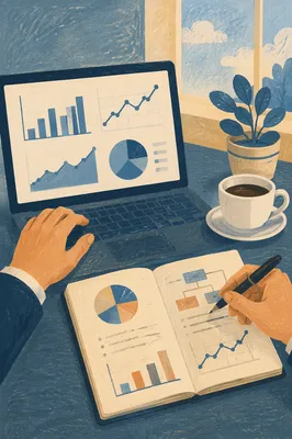 Business Plan Notebook with Financial Charts