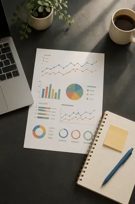 Business Planning Notebook with Colorful Charts