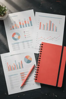 Coral Business Plan Notebook Flat Lay