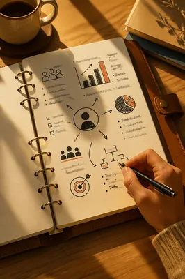 Sunlit Business Planning Notebook with Charts