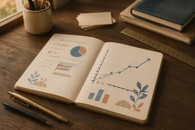 Business Planning Notebook with Hand Drawn Charts