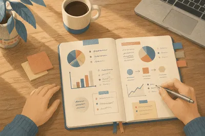 Business Planning Notebook with Charts Overhead