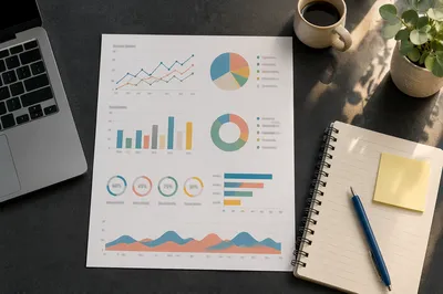 Business Planning Notebook with Colorful Charts
